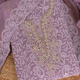 Mauve Chikankari Georgette Unstitched Salwar Suit